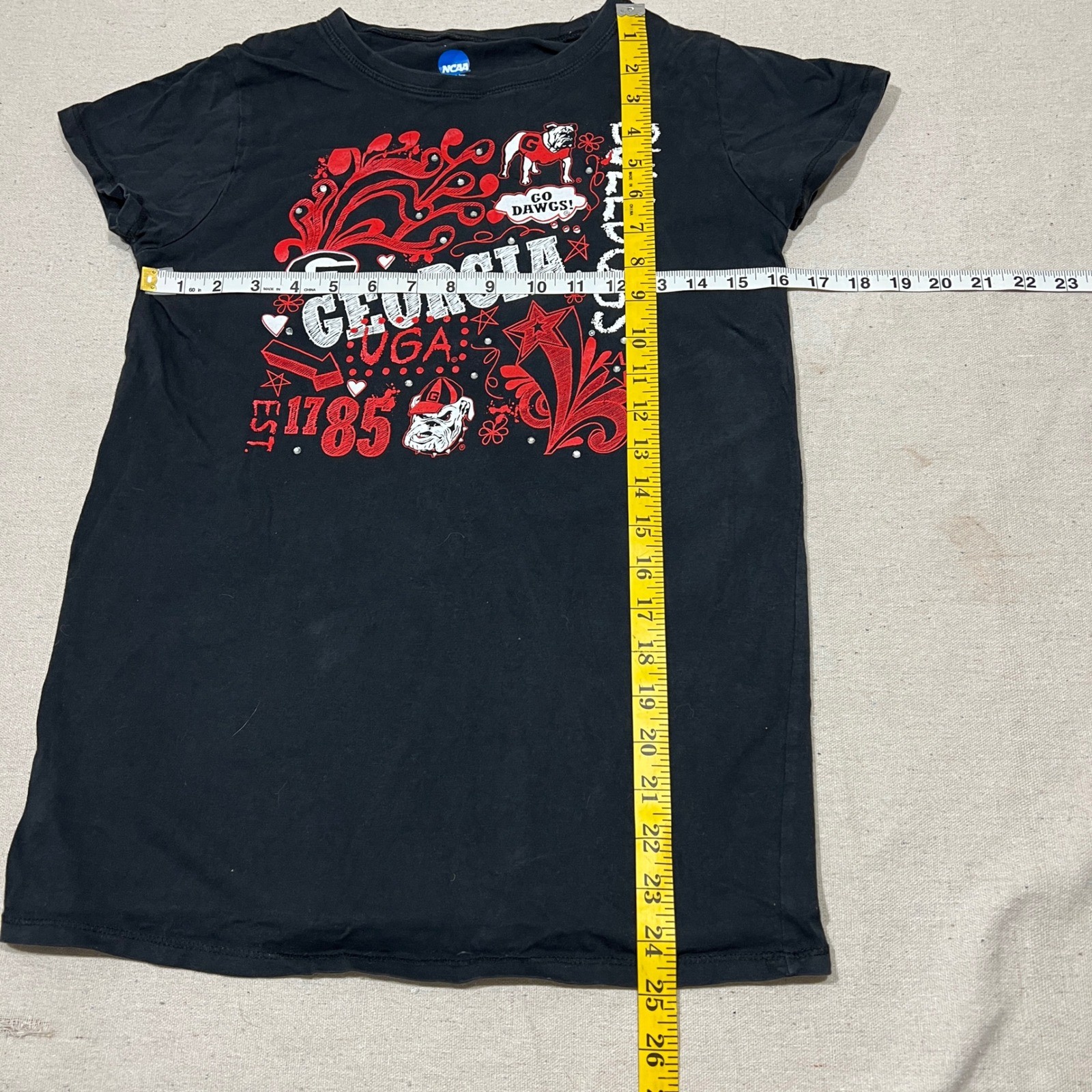NCAA Georgia Bulldogs GO DAWGS EST 1785 Black T Shirt XL UGA Football