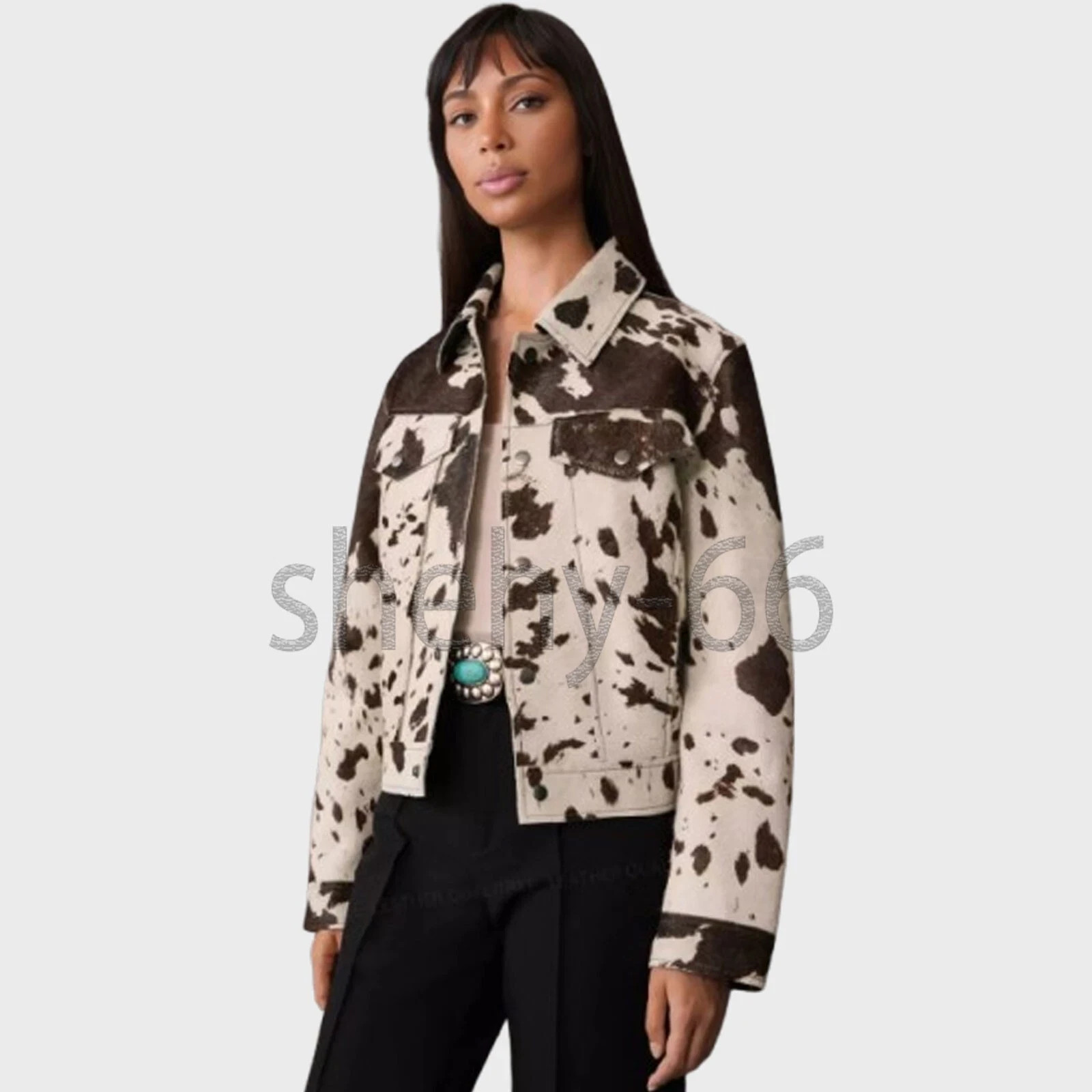 Genuine Cowhide Leather Jacket for Women | Natural Hair-On Cow Skin Fashion Coat