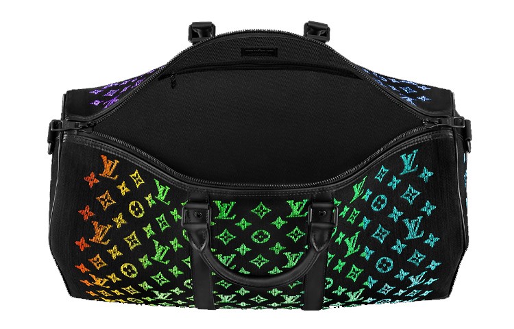 LOUIS VUITTON Keepall Led Monogram 50 Black 19.7 x 9.1 x 11.4 in