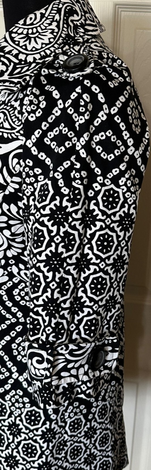 Women’s Multiples Black & White Buttoned Jacket Cotton Polyester Blend Size XS