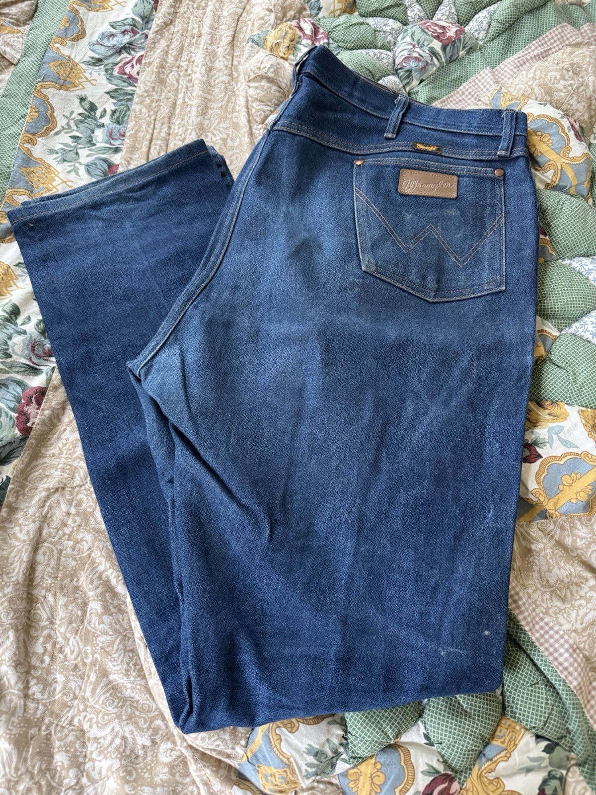 Wrangler Cowboy Cut Dark Wash Blue Denim Bootcut Jeans Mens Regular Fit 42