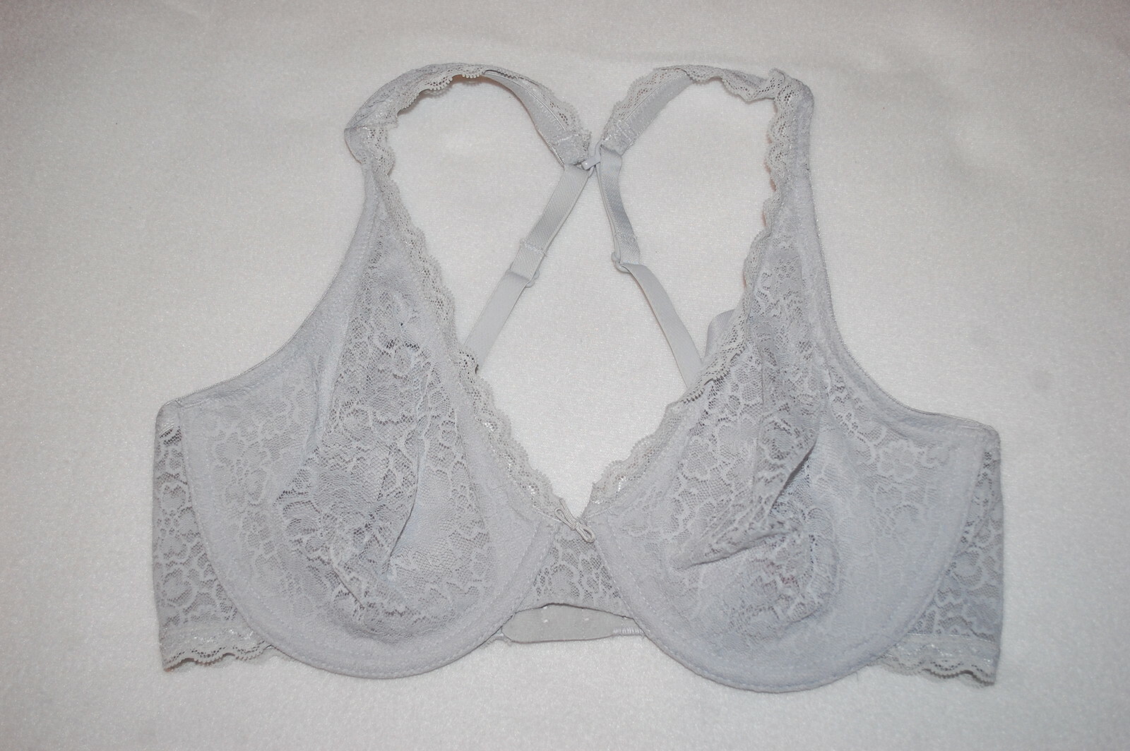 Jr Womens ASH GRAY LACE 2-WAY BRA Underwire REG OR RACERBACK Unpadded SIZE 34D