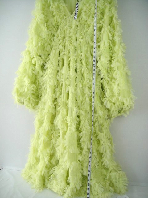 ASOS Edition Size 12 Apple Green Long V Neck Ruffle Pull Over Long Sleeve Dress