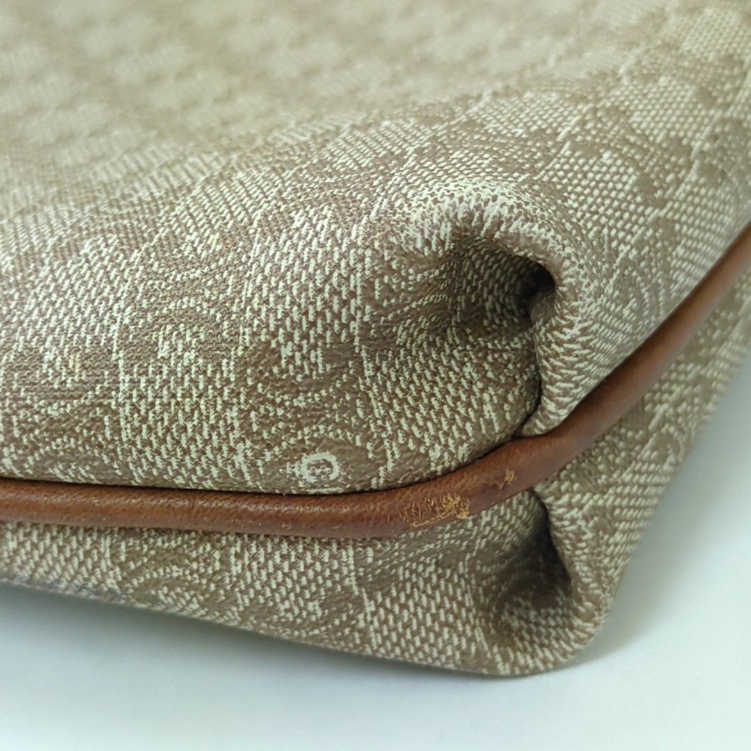 Authentic CELINE Macadam Clutch Bag PVC Leather Brown Vintage Macadam Handbag