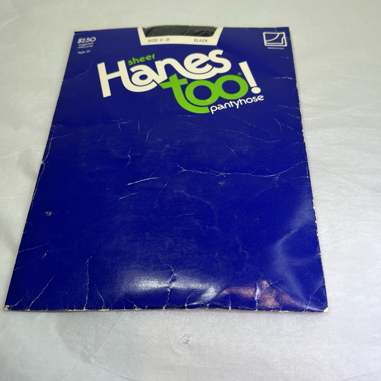 Hanes too vintage Sheer Reinforced Toe Pantyhose Black size C-D NEW Style 117