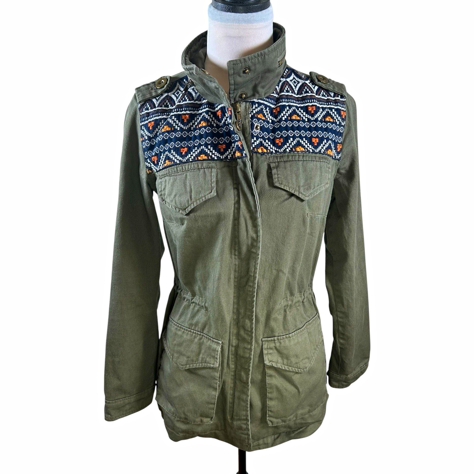 LA Hearts Women’s Green Military Utility Jacket S Southwestern Boho