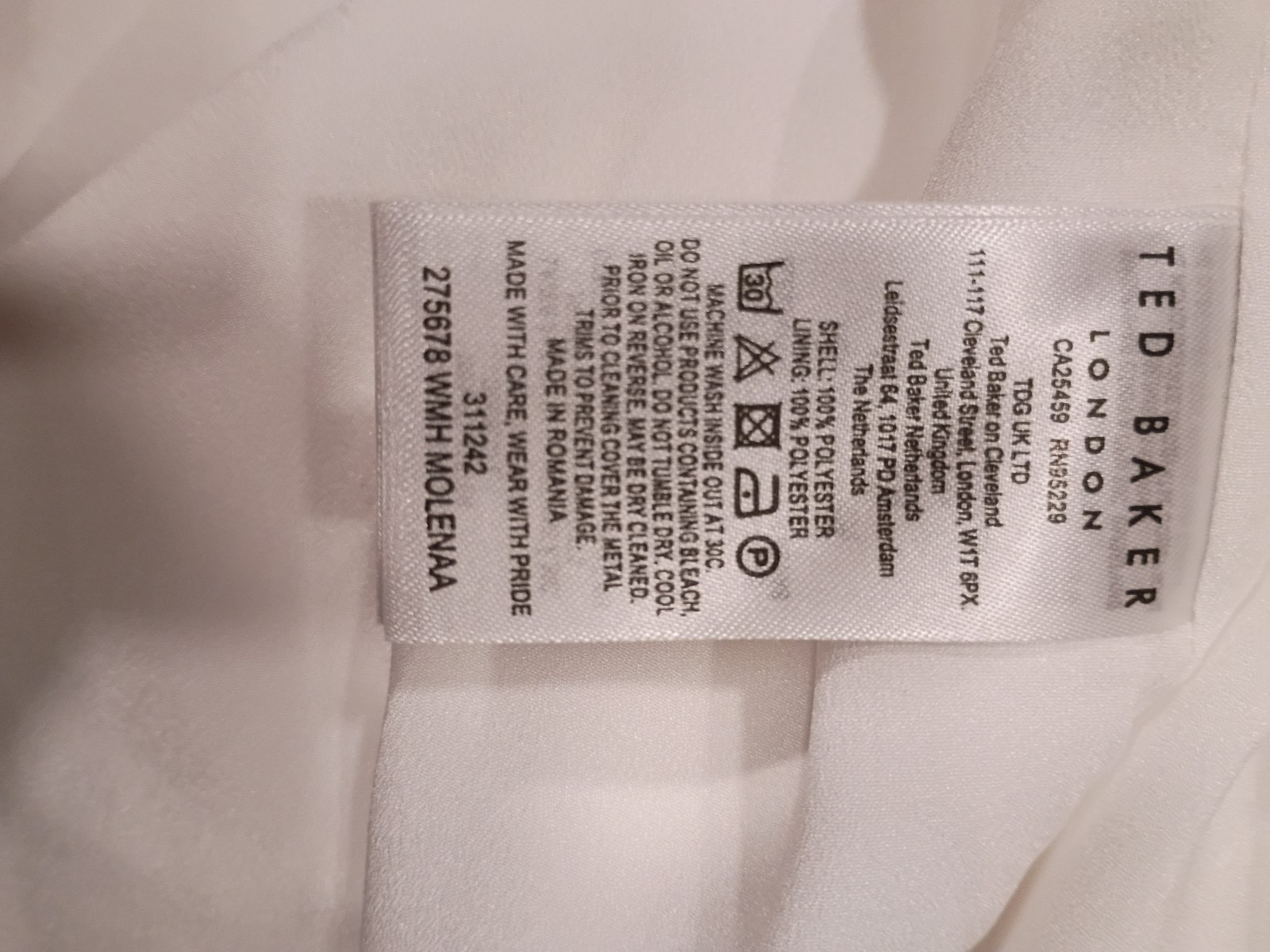 NWT Ted Baker London White Sleeveless Wrap Midi Dress V-Neck Buckle Size 6