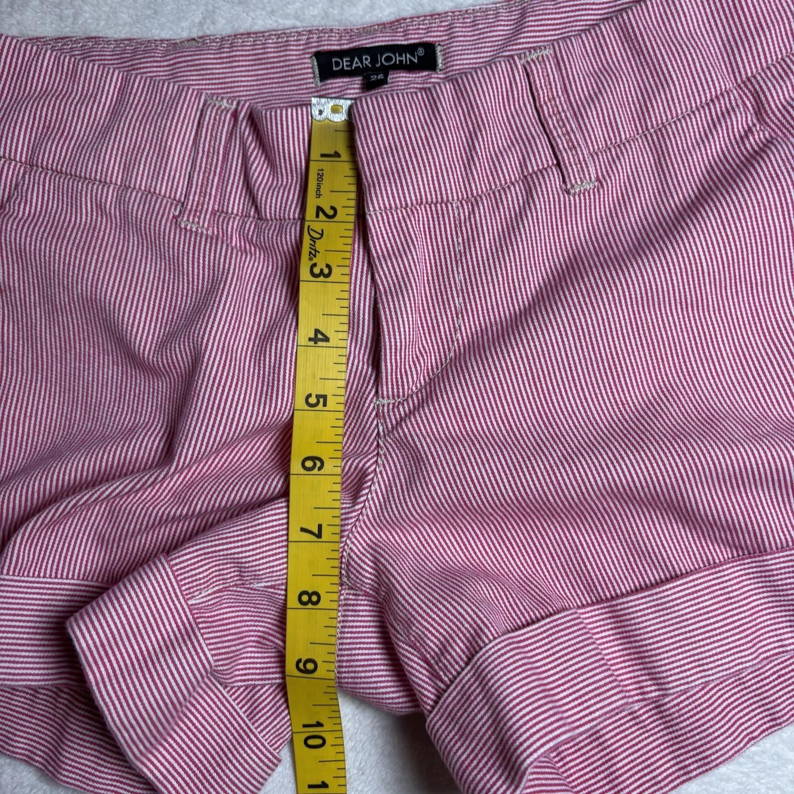 Dear John Women’s Pinstriped Cuffed Chino Shorts Red And White Size 26 Summer