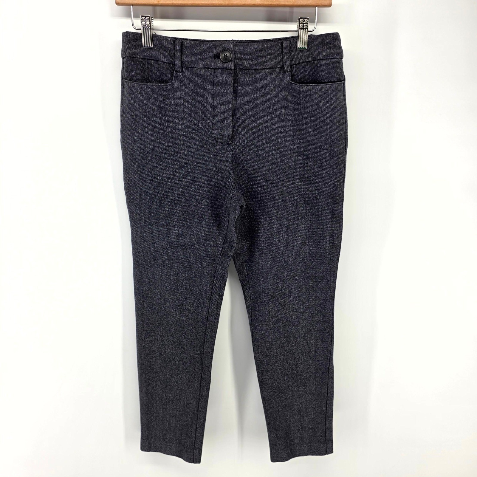 LOFT The Sutton Skinny Pants Womens 6P Gray Textured Slim Fit Dress Trousers