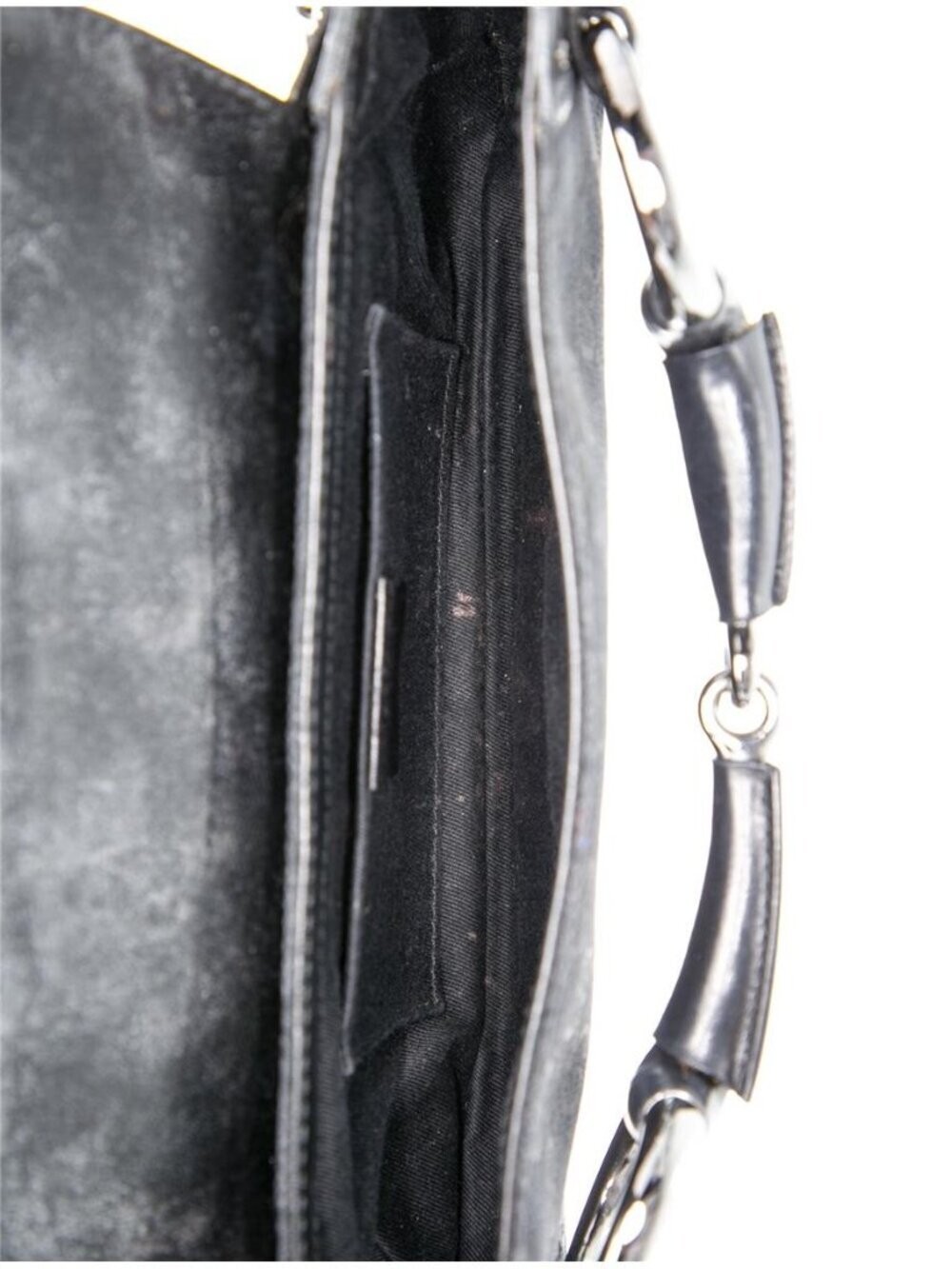 Gucci GG Canvas Horsebit Chain Small Black Shoulder Bag Silver Studded, LUX