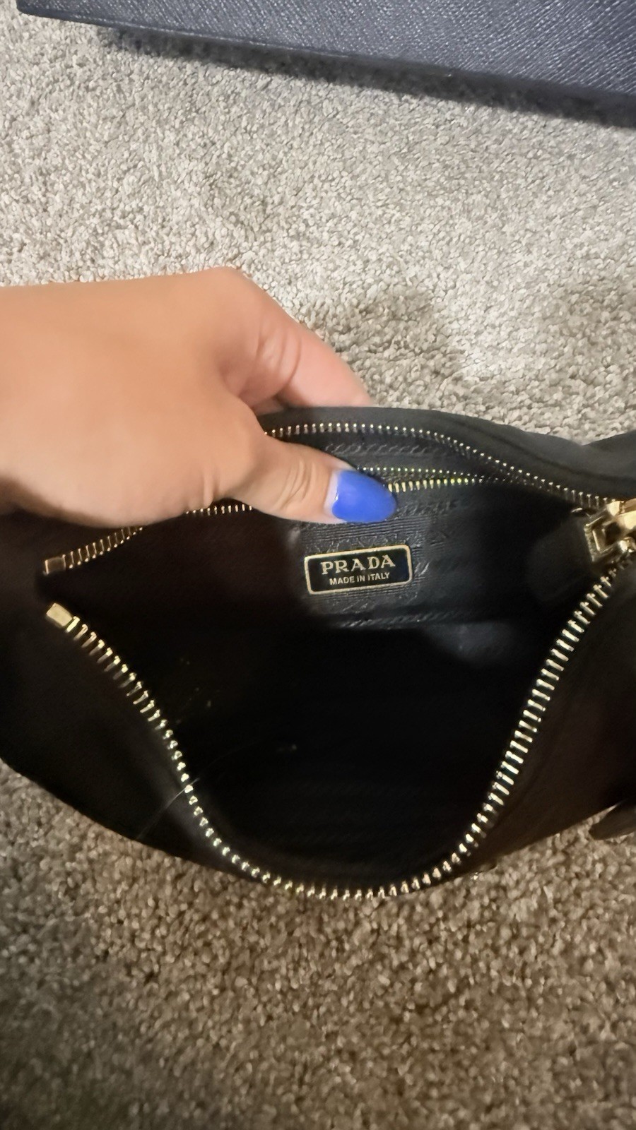 PRADA Re-Edition Black Shoulder Bag Zip Top Gold Hardware Dust Bag Card