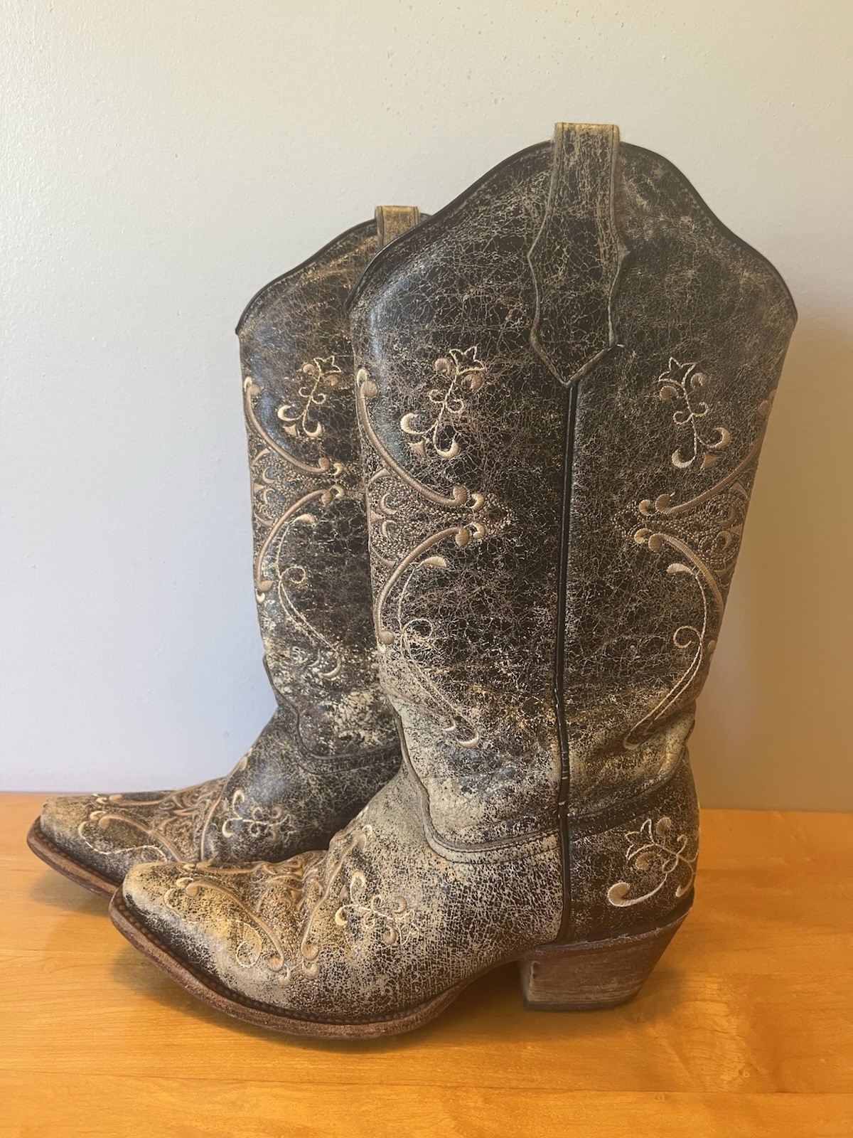 CIRCLE G by Corral Western Cowboy Boots Snip Toe Crackle Boho L5048 Women Sz 8 M