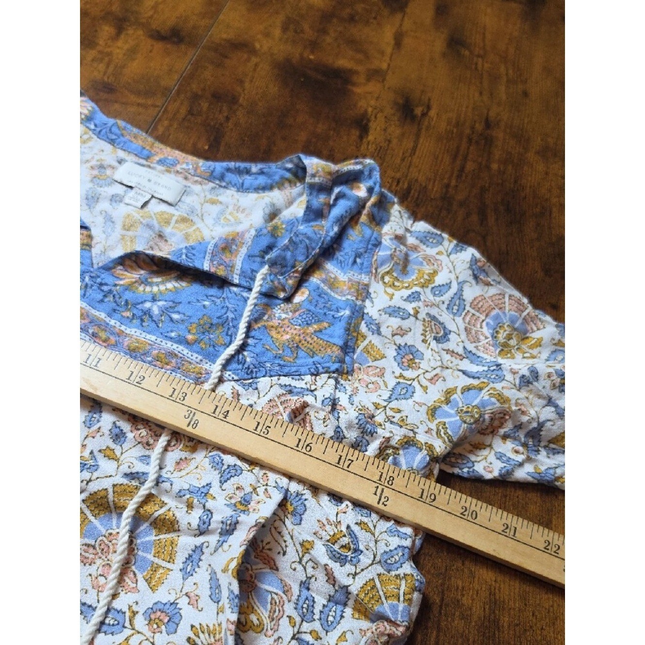 LUCKY BRAND | Boho Peasant Tassel Tie Floral Paisley Blouse Flowy Viscose | M