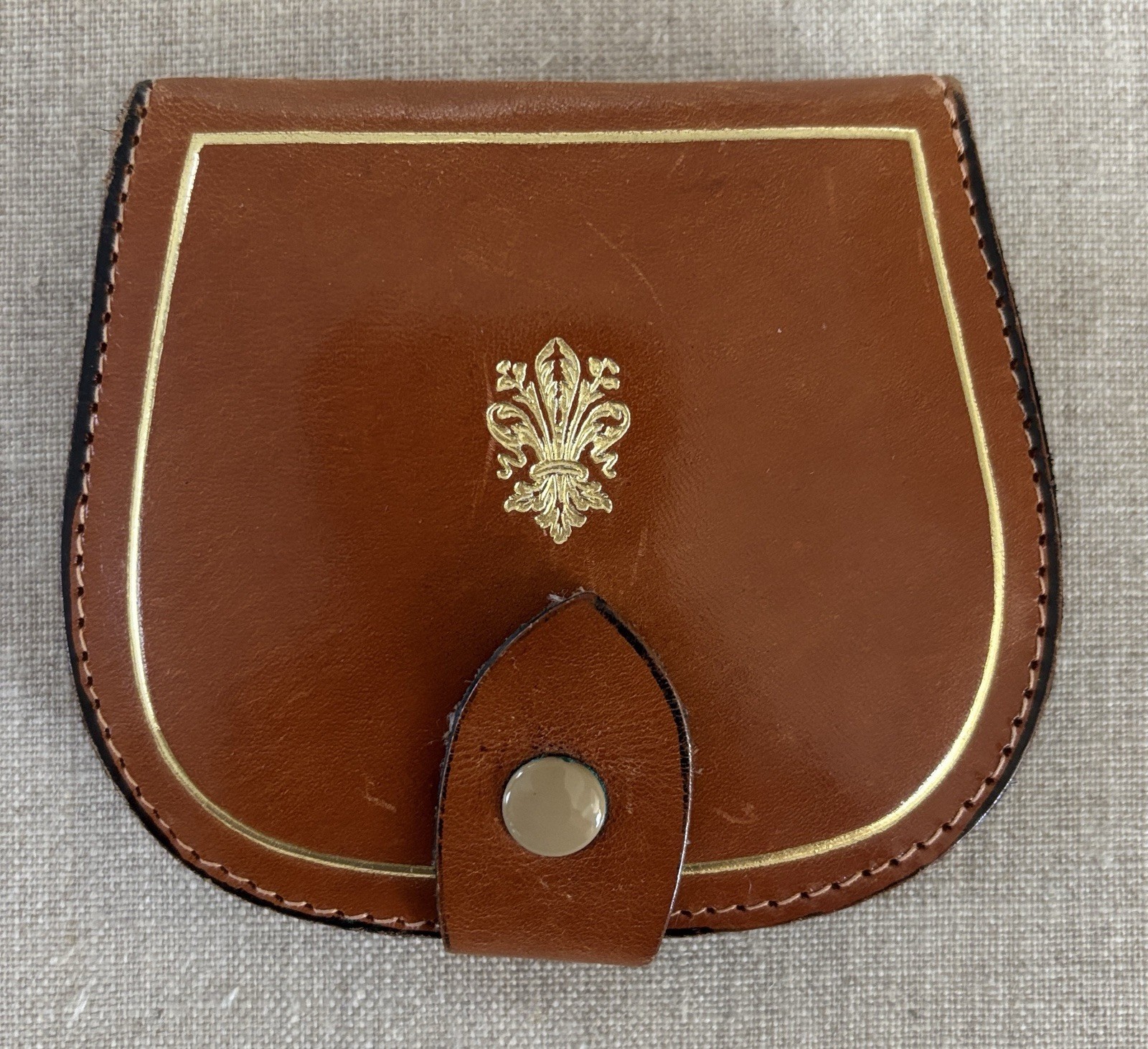 Vintage Florentine Leather Hand Tooled Tacco Coin And Jewelry Holder Pouch Brown