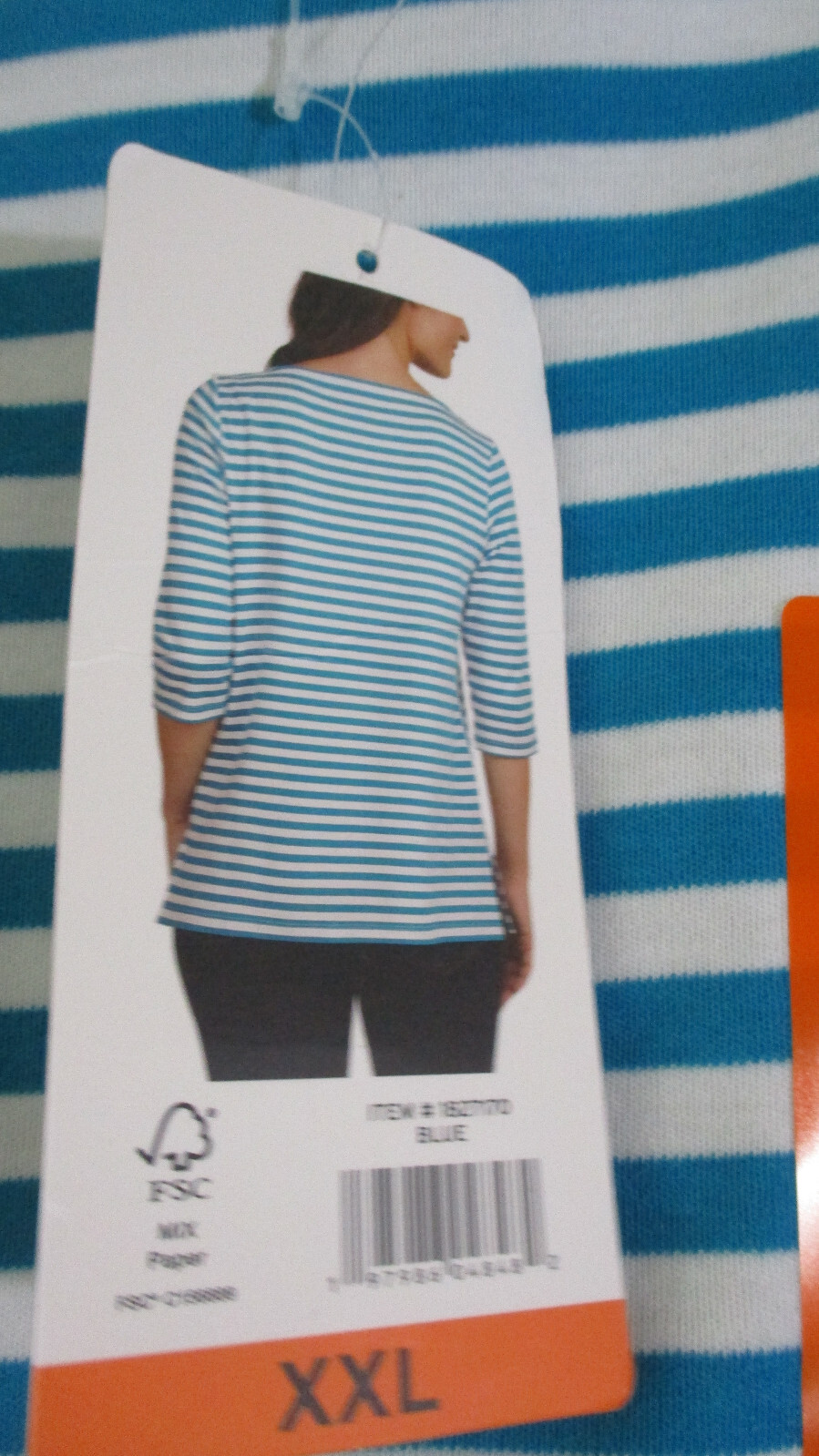 LAND’S END Teal Blue 3/4 SLEEVE BOAT NECK PIMA COTTON TOP SHIRT Women’s XXL ~NWT
