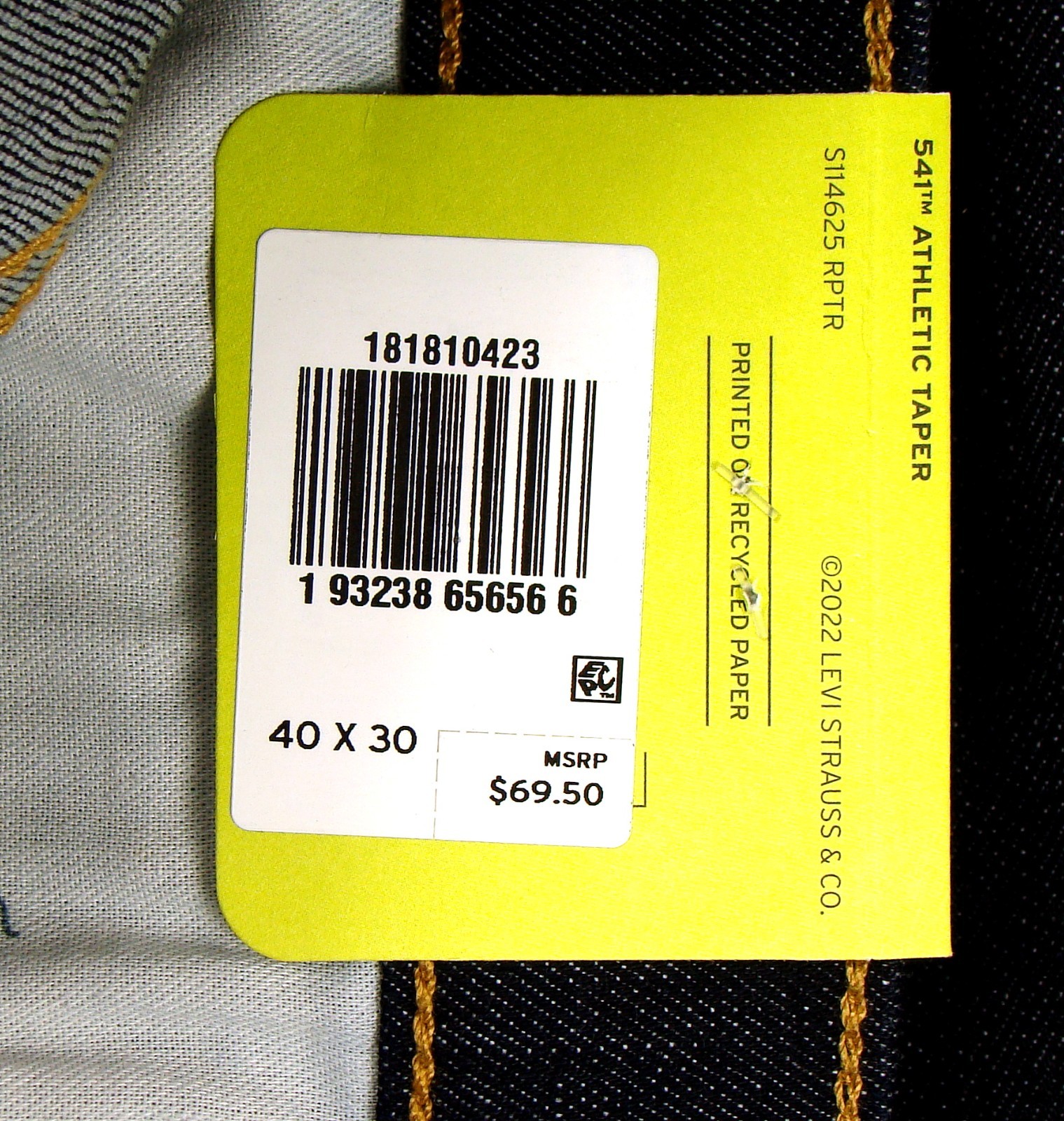 New Levis 541 Men’s Jeans Athletic Taper 40X30 DARK BLUE Stretch FREE SHIPPING