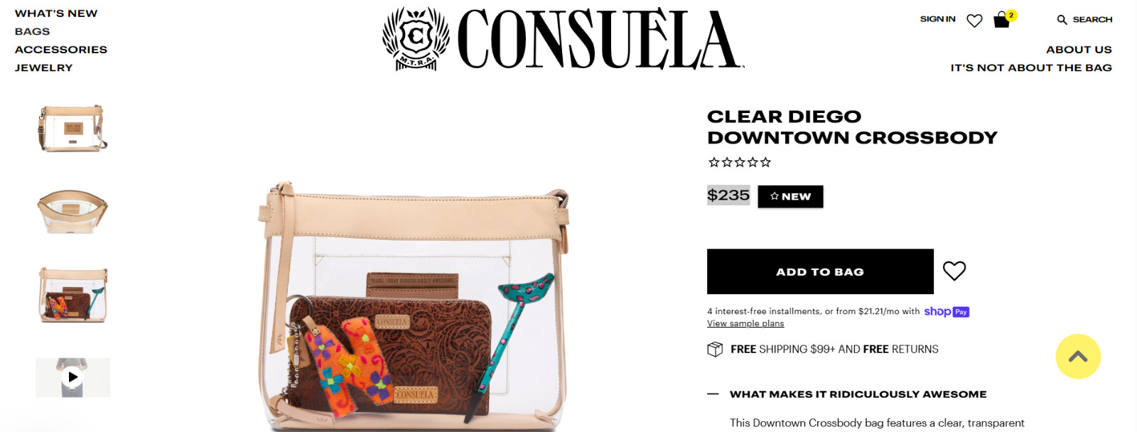 CONSUELA Clear Diego Downtown Crossbody MSRP $235🔥NEW🔥