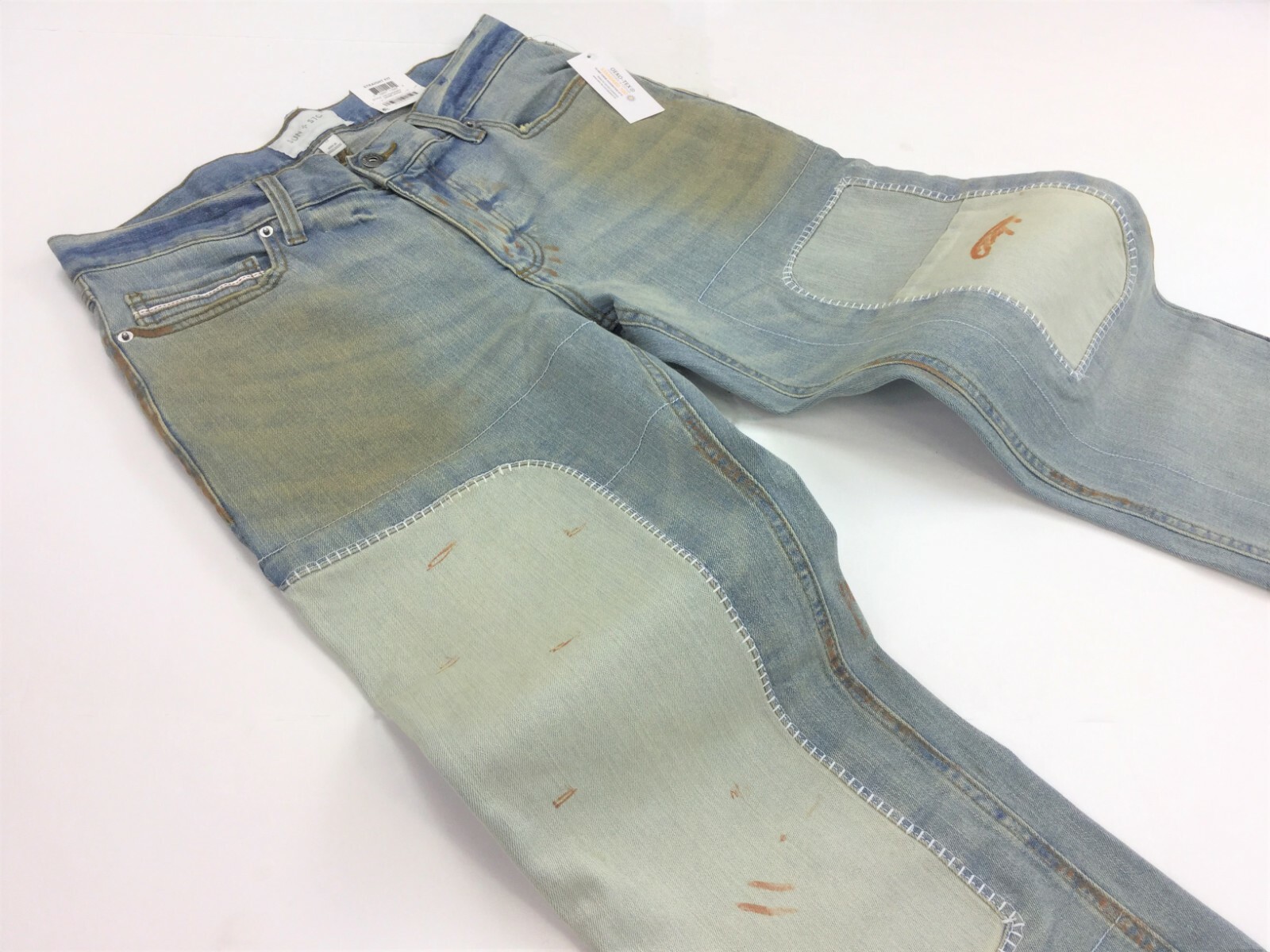 Sun + Stone Sunstone Men Washed Straight Fit Splatter Patchwork Artwork Jeans
