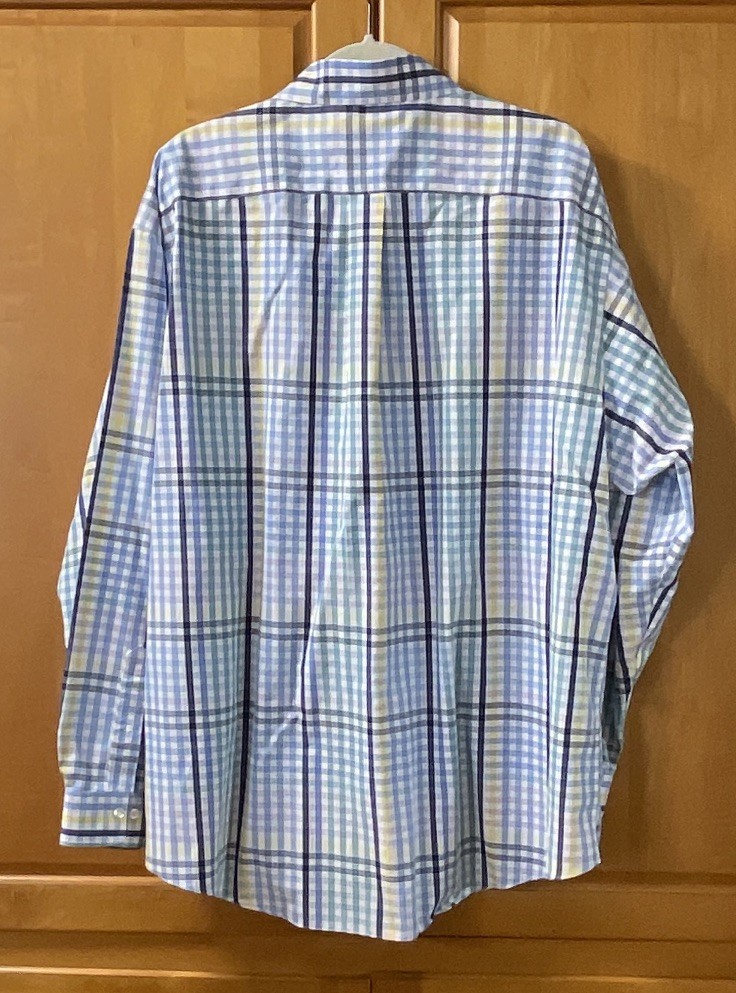 Brooks Brothers 1818 Supima Cotton Men’s XXL Blue/Green/Yellow Plaid NonIron🌵🪸