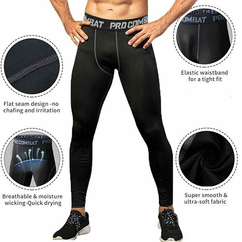 Men’s Compression Pants Long Leggings Base Layer Running Workout Gym Sports