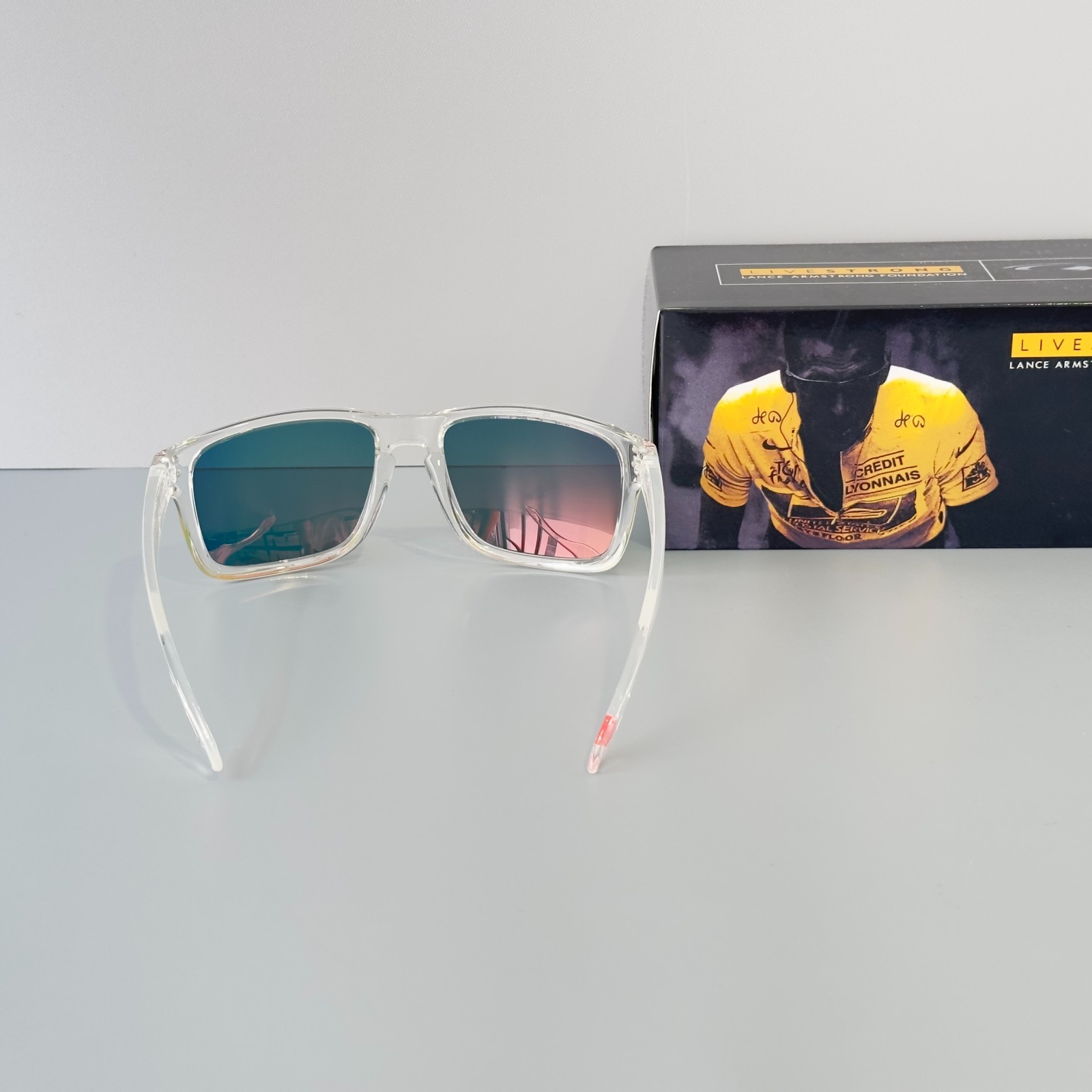 Oakley Holbrook XXL OO9487 Sunglasses Crystal Clear Frame Red Lenses Unisex