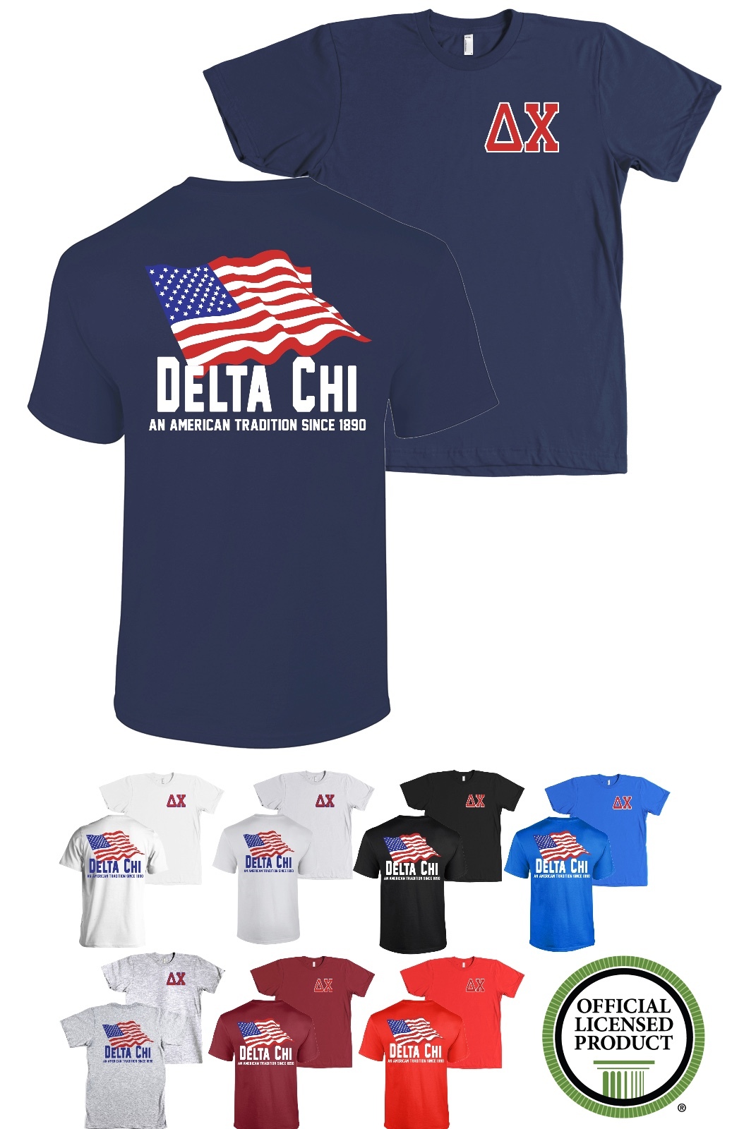 Delta Chi Fraternity Bella+Canvas American Flag USA Shirt