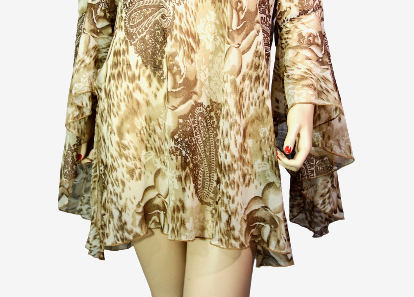 NANCY-K~Plus Size 3X Chiffon Y2K Super Boho Tunic Huge Dripping Batwing Sleeves