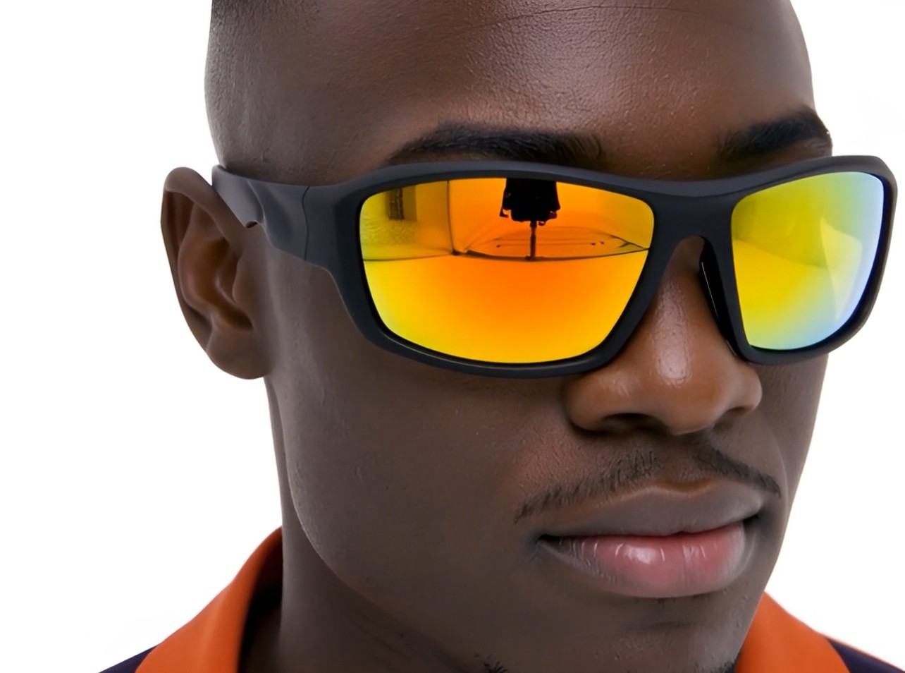 Driving Sunglasses Blue Mirror Lens Black Frame Classic Shades Confortable Sport