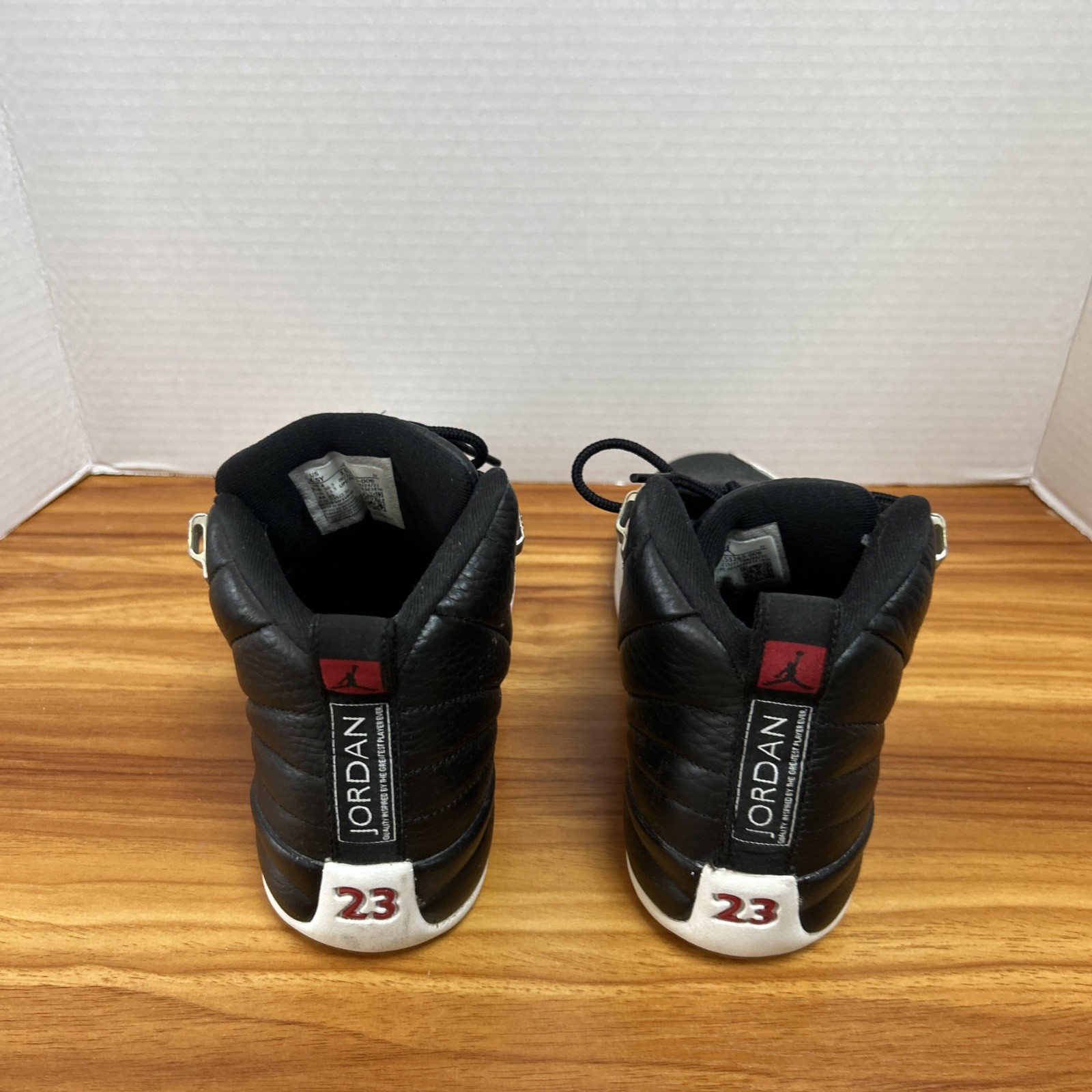 Jordan 12 Retro Playoffs 2022 GS Black White Red 153265-006 Kids Size 4.5 SP3472