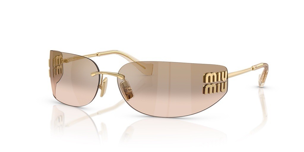 MIU MIU MU A51S 5AK20P Gold Light Brown Mirror Gradient Sunglasses AUTHENTIC