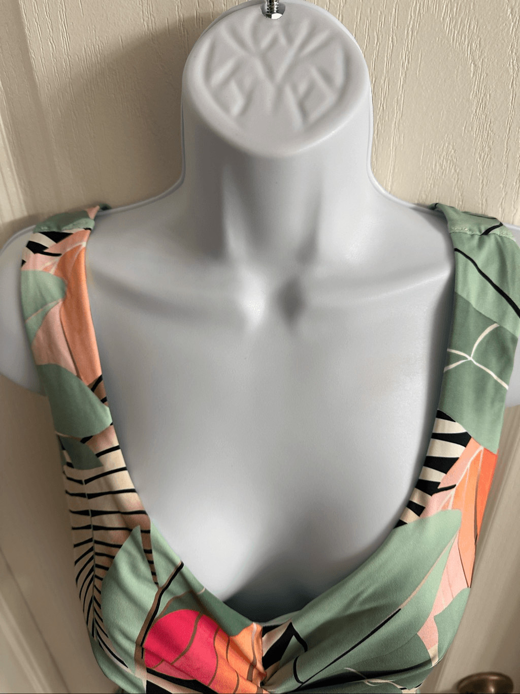 CALIA Tropical Leaf Print One Piece Swimsuit Size 12 Ruched Tummy Control