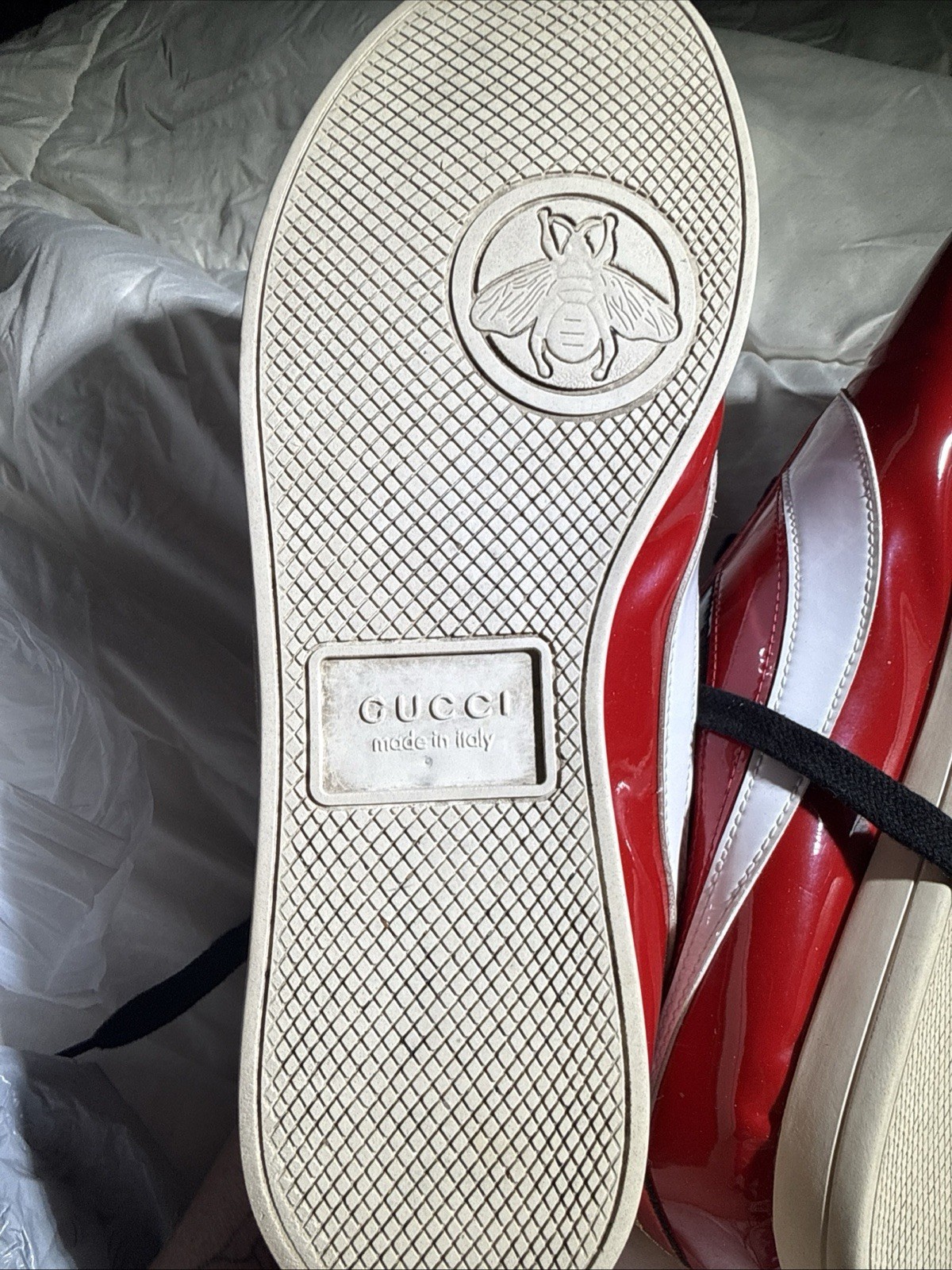 Gucci Falacer Hebron Web Patent Leather. U.S Size 7 men 8 women EU 41 Red Multi