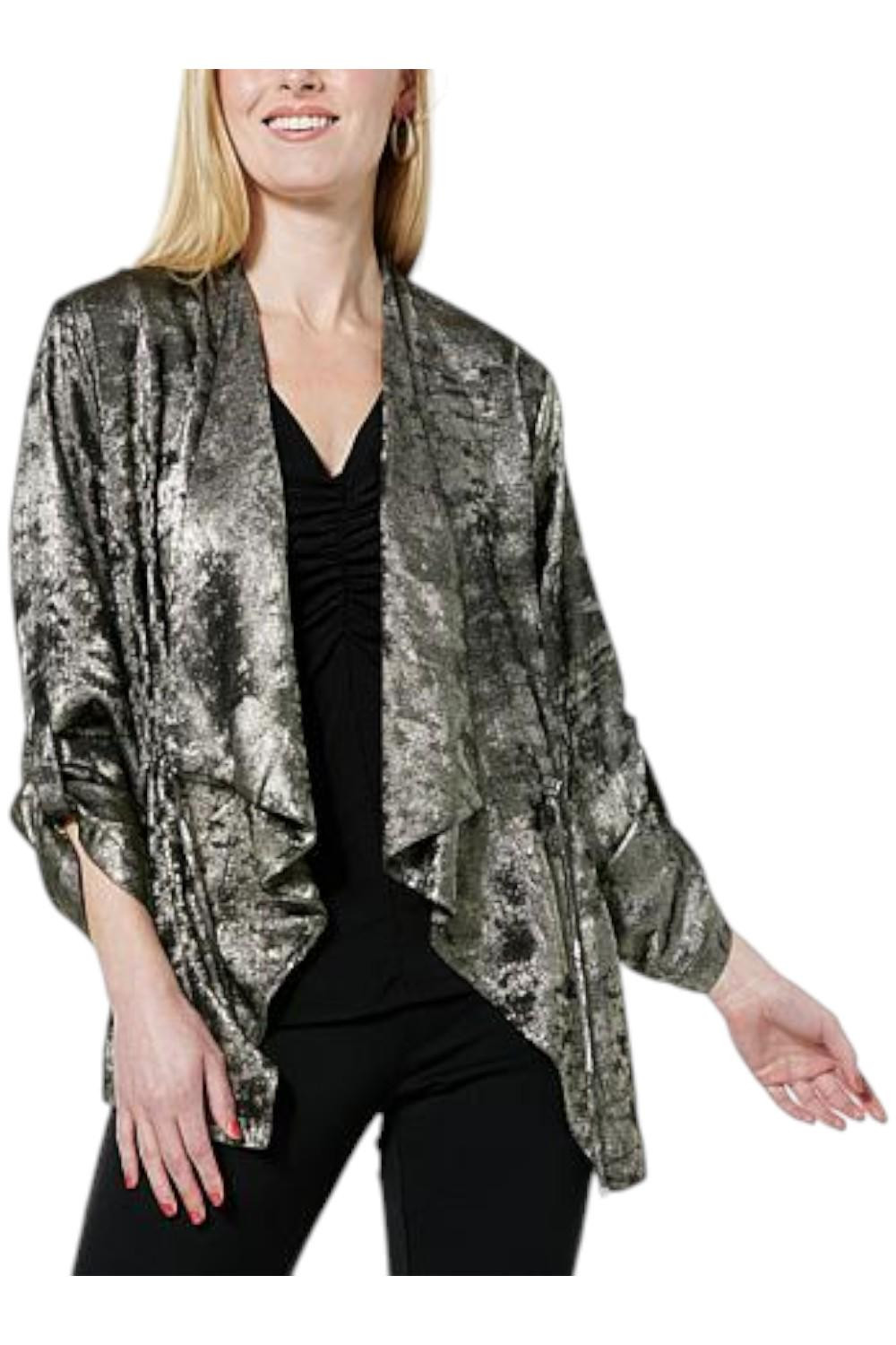 Colleen Lopez Women’s Woven Cascade Front Jacket Black