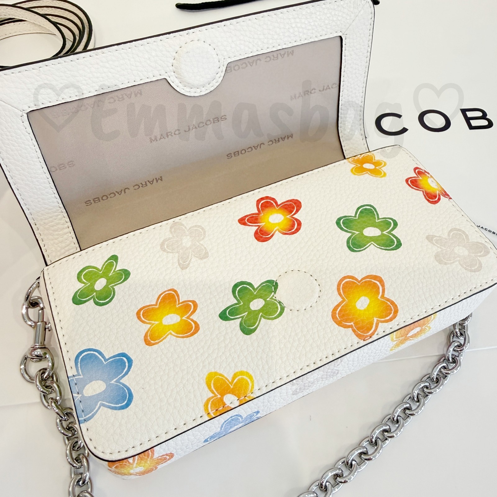 Marc Jacobs Mini Chain Bag 4P6SMN021S01 White Multi $288 Flower Print
