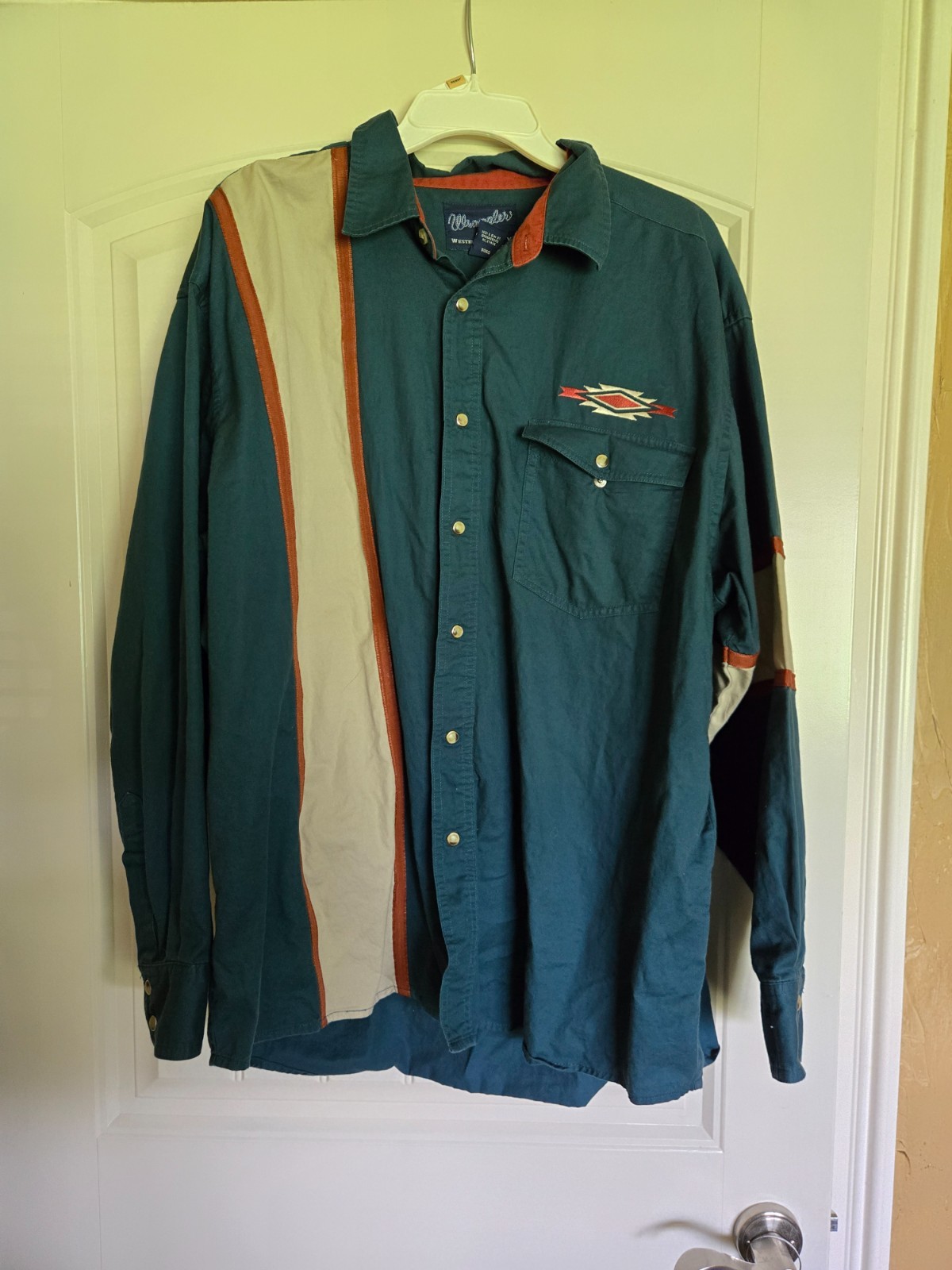 vintage wrangler mens western pearl snap shirt