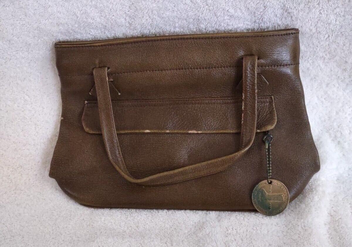 Tony Lama Brown Cowhide Leather Purse 7 1/2″ H x 11 1/4″ W x 3 1/2″ D