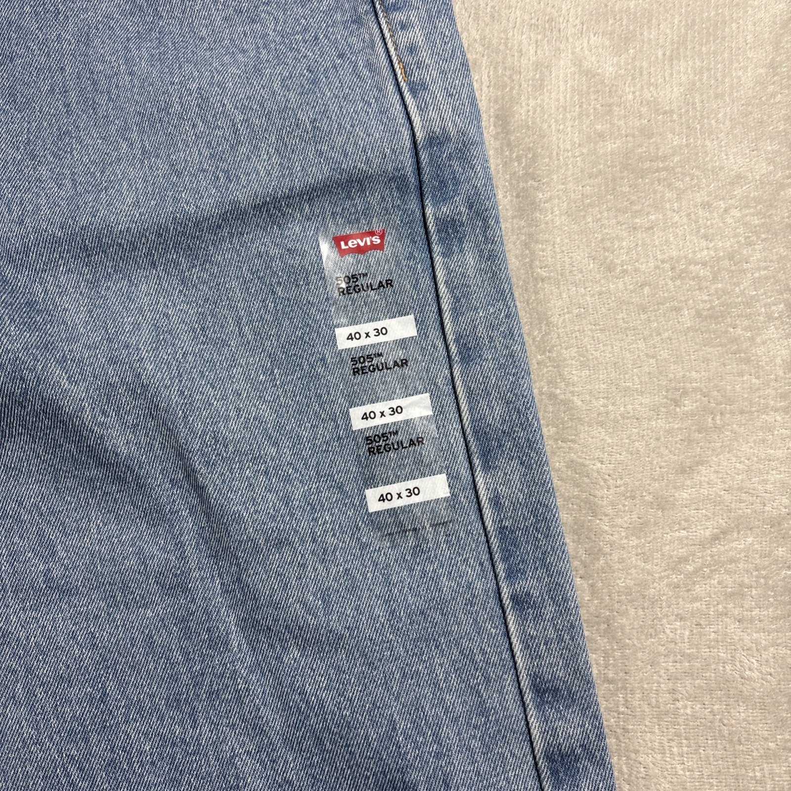Levi’s 505 Jeans Mens 40×30 Regular Light Wash Blue Denim New With Tags Cowboy