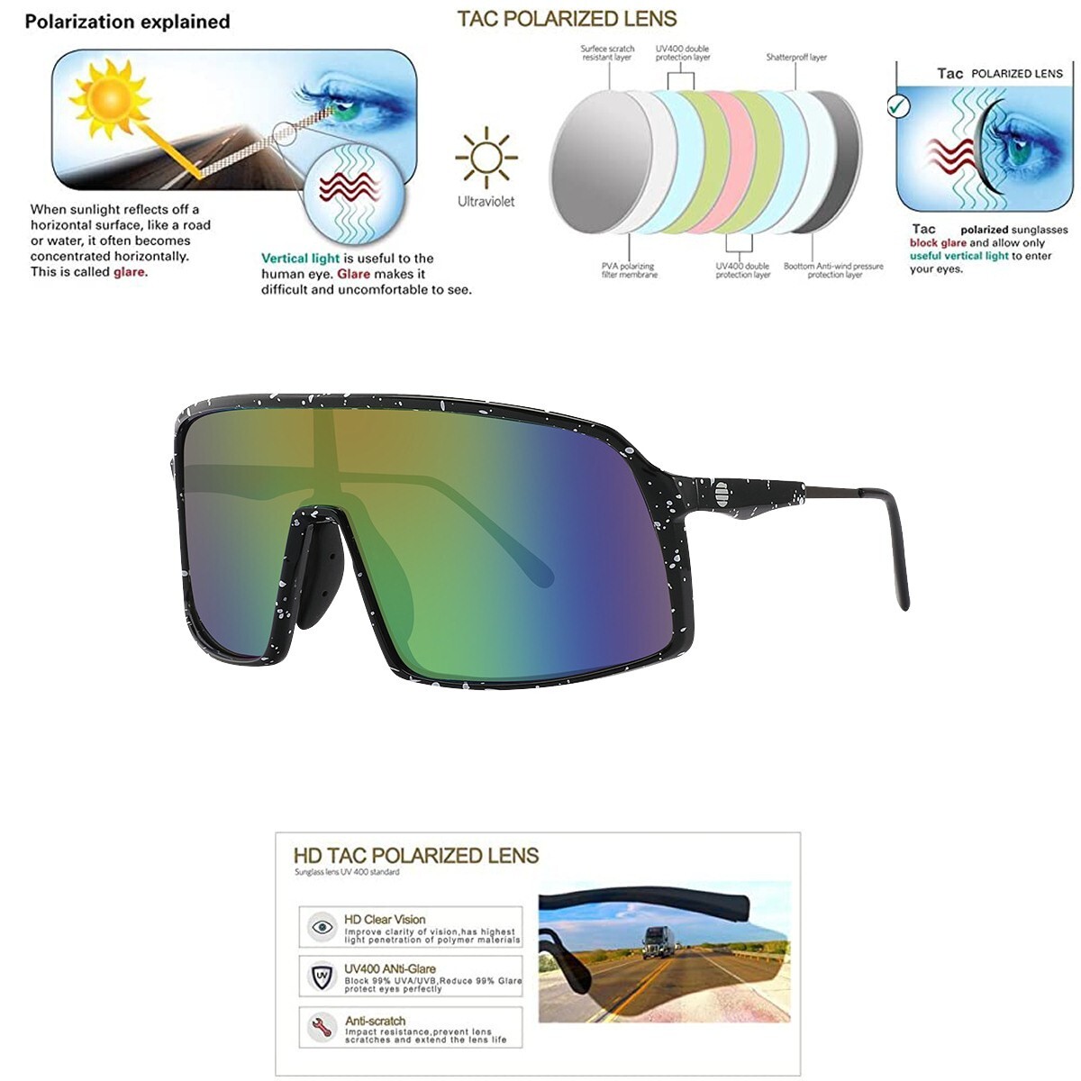 Polarized Sports Sunglasses Outdoor Cycling Driving Fishing Glasses UV400 Goggle