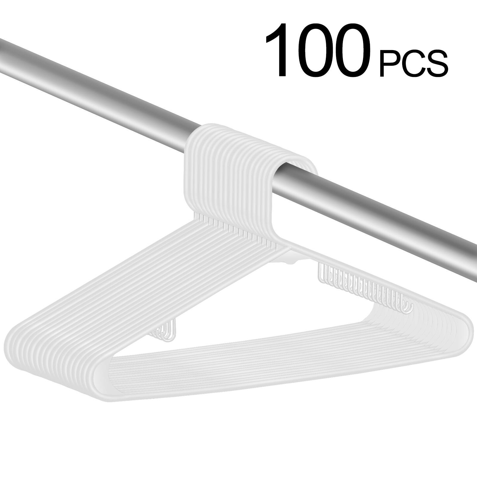 Clothes Hangers 100 Pack Plastic Hangers Coat Hanger Space Saving w/Hooks White