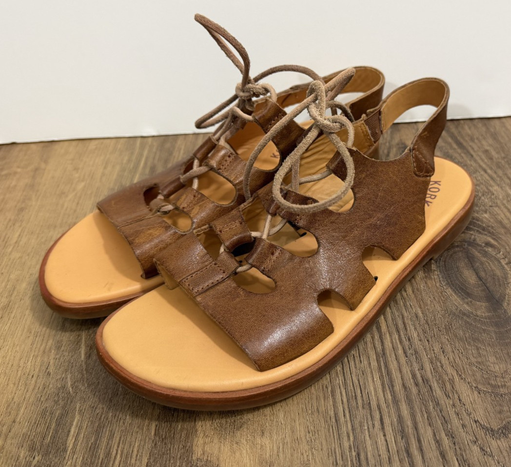 Kork Ease Pearl Gladiator Sandals Lace Up Brown 6 NEW