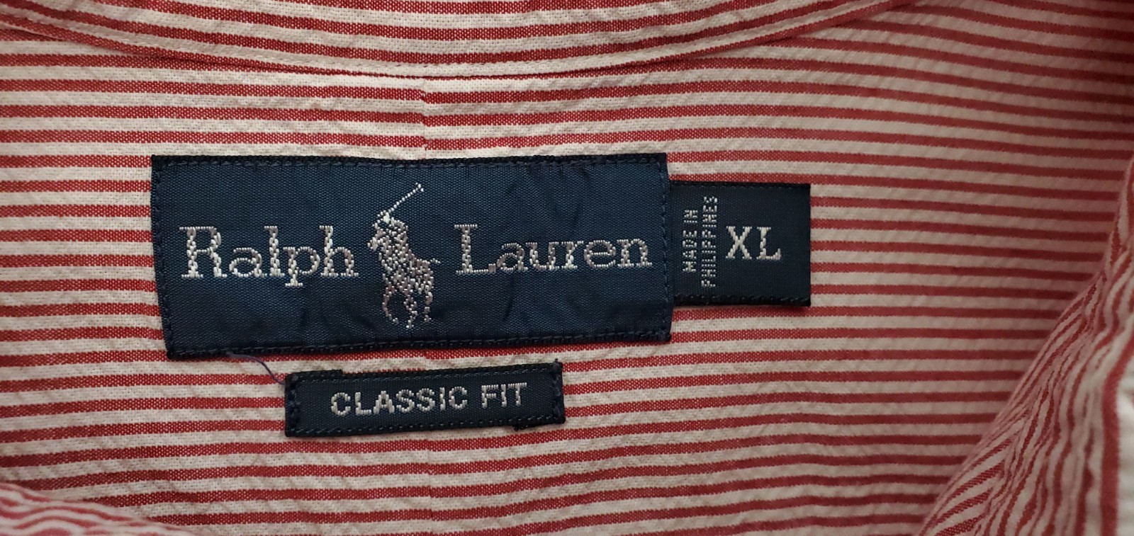 VTG Ralph Lauren Seersucker Button Down Men Sz XL Red Stripe Classic Fit Boating