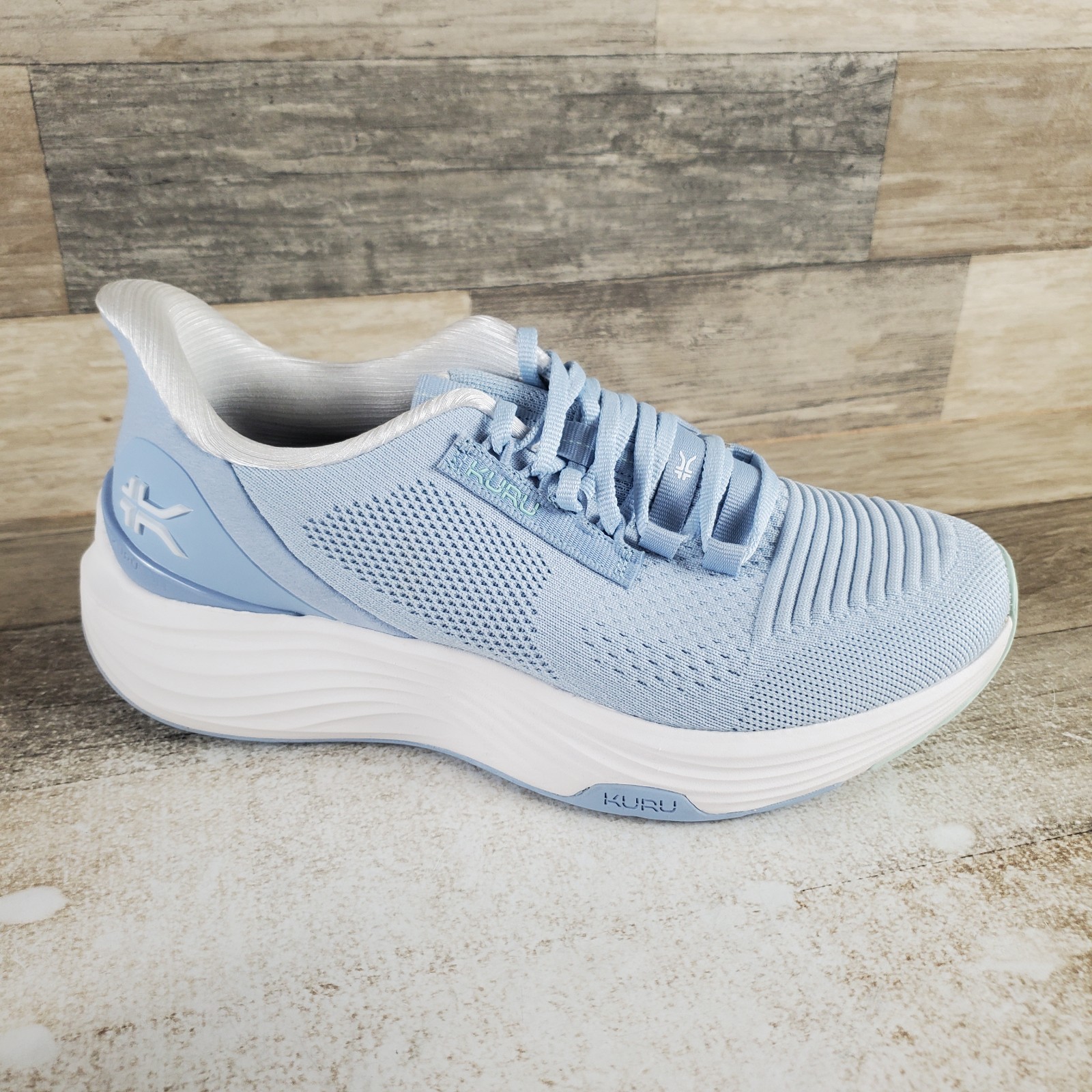 KURU Atom 2 Womens Shoes Sz 8 W Running Mist Blue Bright White Lace Up Sneakers
