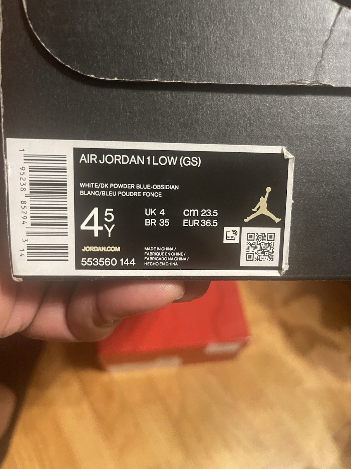 Jordan Air Jordan 1 Low (GS) Unisex Kids Leather Sneaker White Blue 4.5
