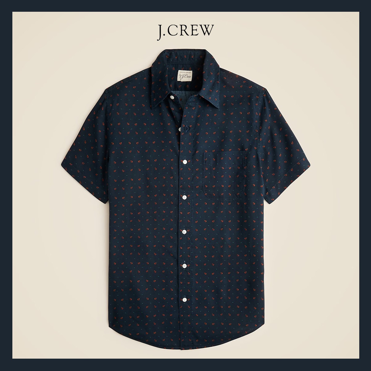 NWT – J. Crew Men’s Short-Sleeve TENCEL™ Lyocell Shirt with Point Collar, Sz M