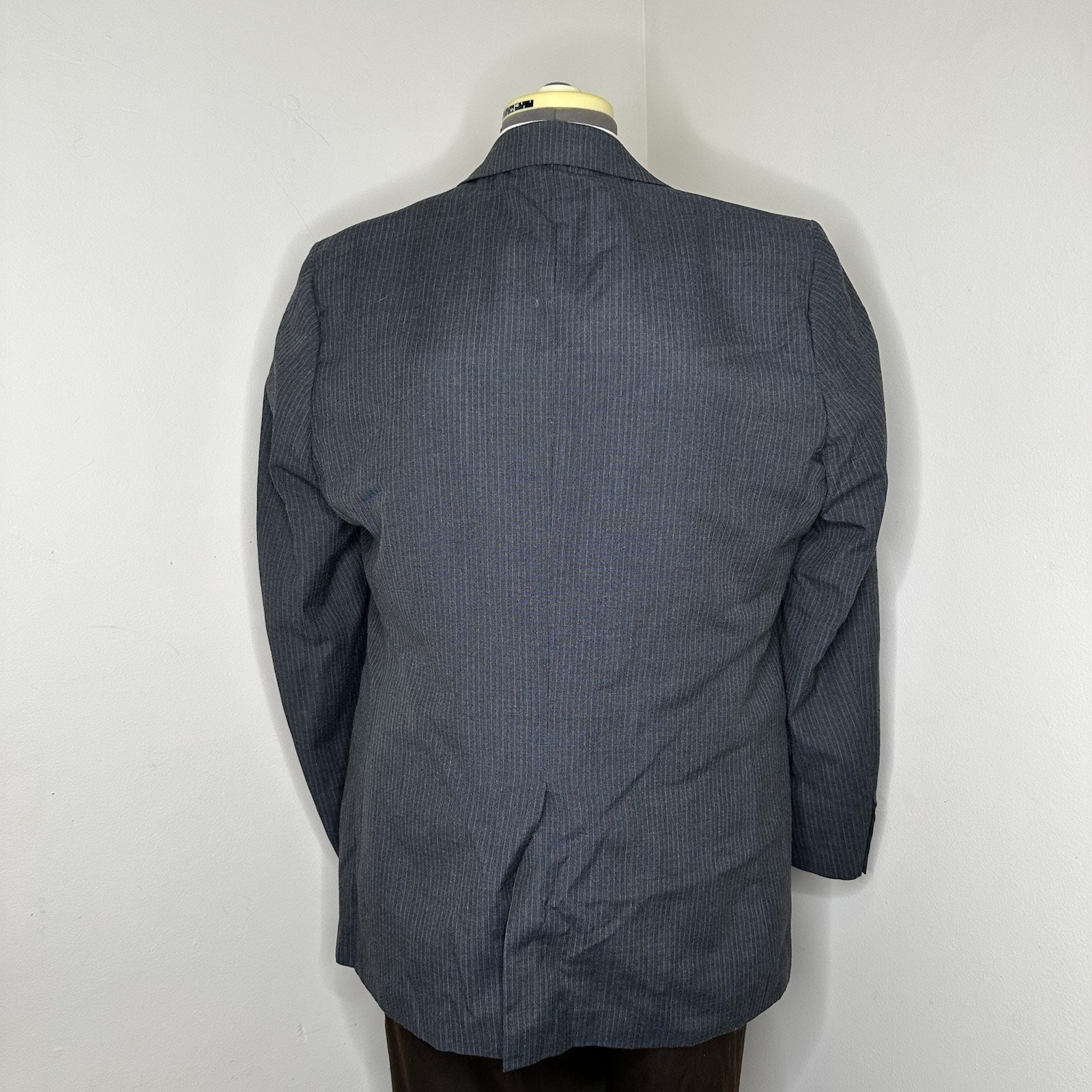 Mens 44R Blazer Gray Striped Wool 2XL 48″ Sport Coat Suit Jacket Jordache