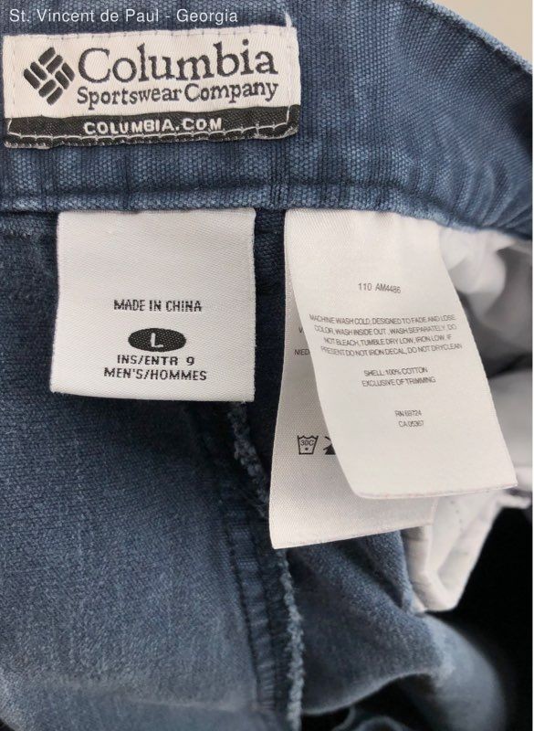 Columbia Blue 100% Cotton Duck Canvas Fatigue Cargo Fishing Shorts Good – Size L