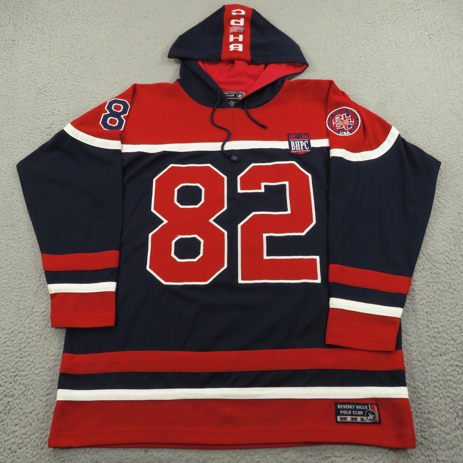 Y2K Hoodie Mens XL Heavyweight Hooded Pullover Streetwear Football Jersey Polo