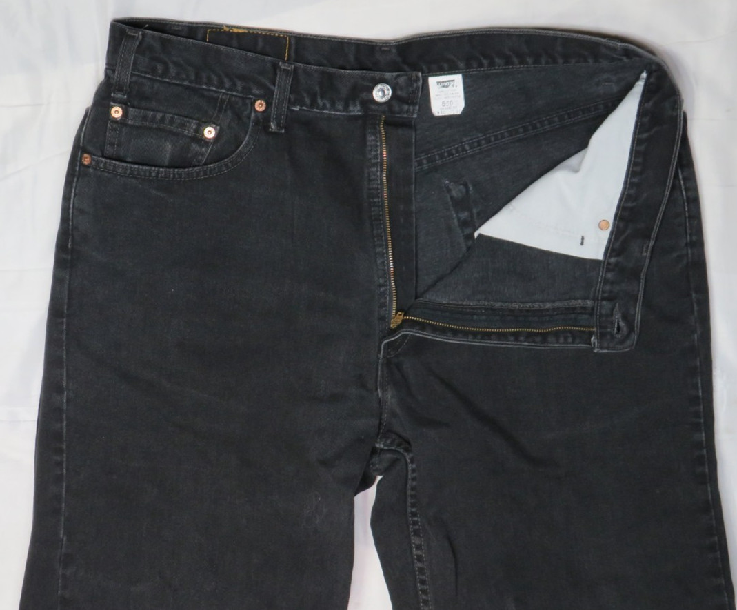 LEVIS BLACK JEANS 505 VINTAGE 40×30 REGULAR STRAIGHT CLASSIC DENIM CANADA 2001