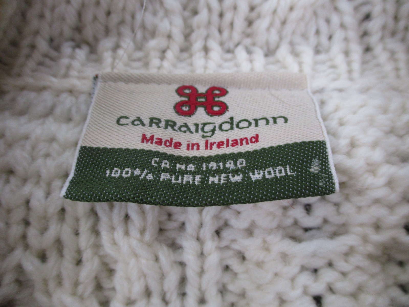 Arancrafts Sweater Womens L White Wool Ireland Cable Knit Fisherman Heavy