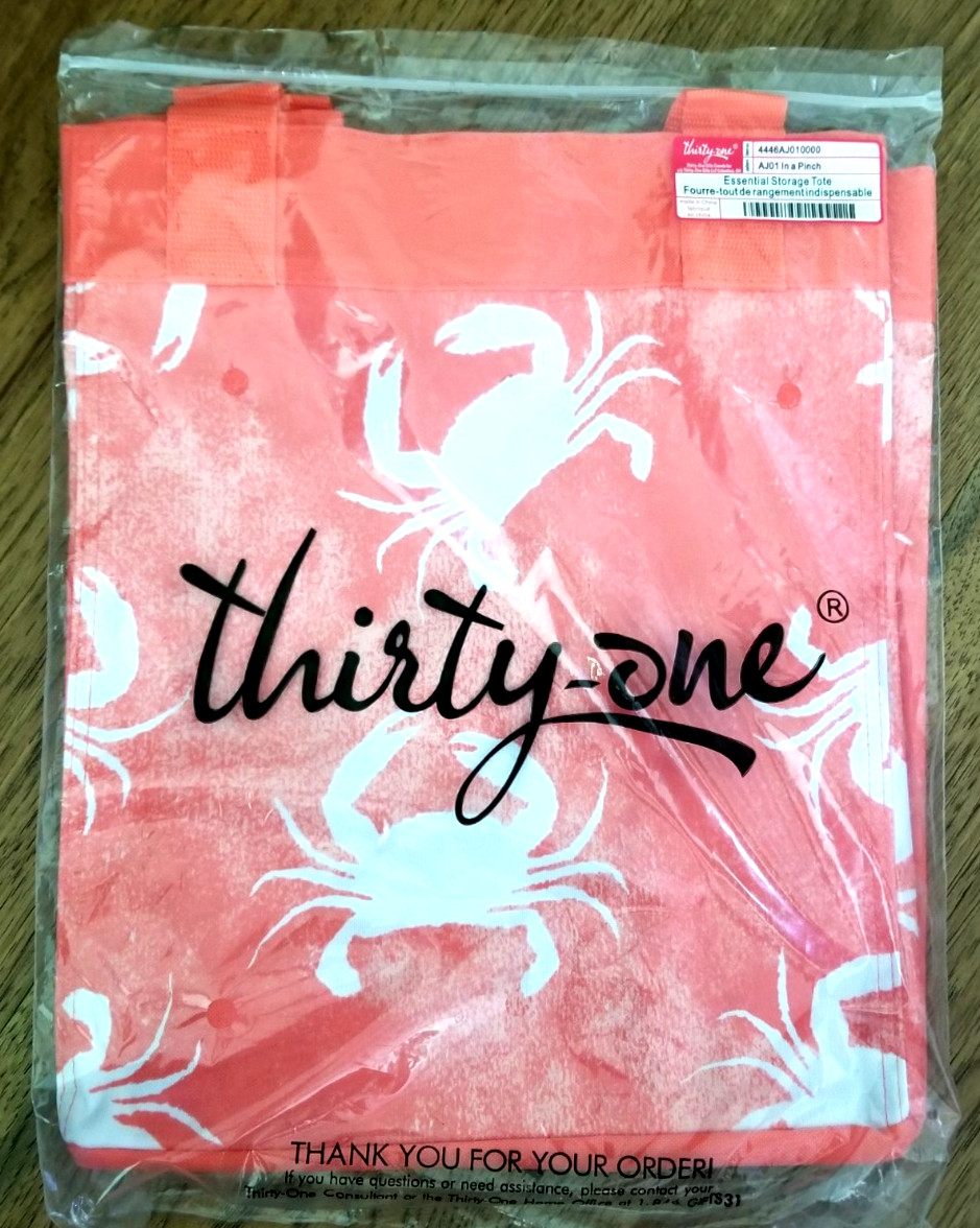 NEW! Thirty One Essential Storage Tote Black Windowpane Plaid Moosin Around 31